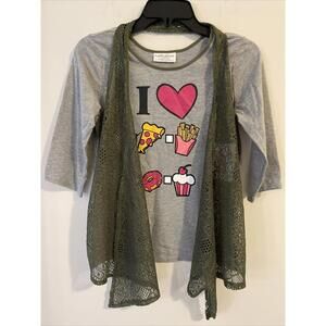 Bobbie Brooks Girls Size XL Gray Green Shirt With Vest NWT! A760